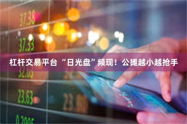 杠杆交易平台 “日光盤”頻現！公攤越小越搶手