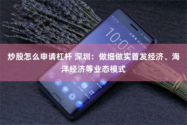 炒股怎麼申請杠杆 深圳：做細做實首發經濟、海洋經濟等業態模式