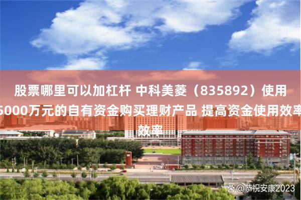 股票哪裏可以加杠杆 中科美菱（835892）使用5000萬元的自有資金購買理財產品 提高資金使用效率